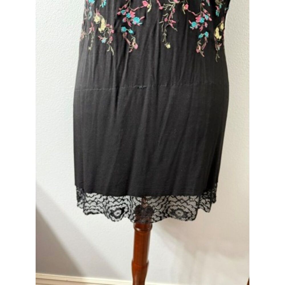 POL Embroidered Lace Hem Mock Neck Mini Dress Boho Large - Picture 7 of 12